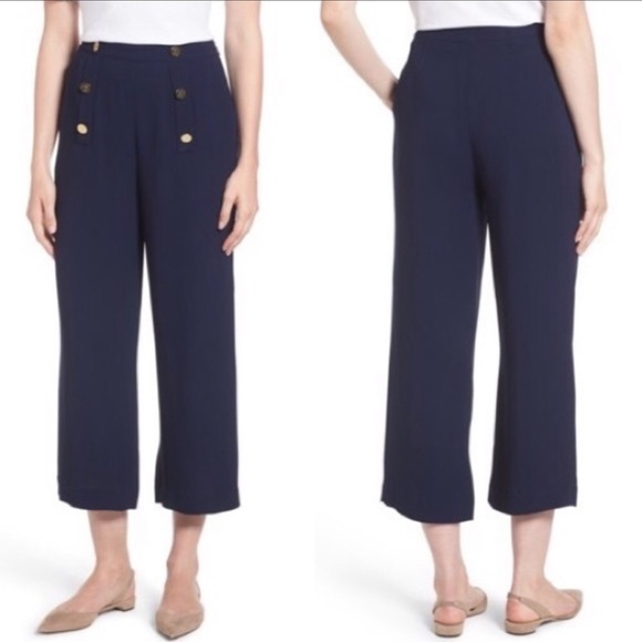 Draper James Pants - Draper James Navy Blue Crop Sailor Pants